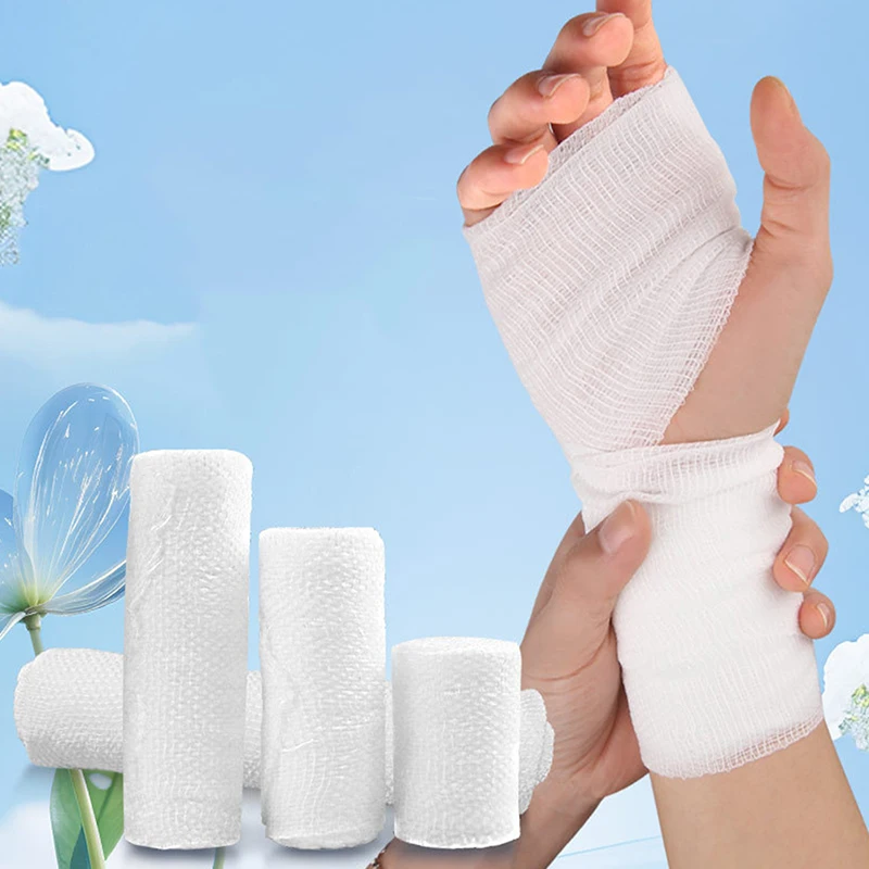 

1 Roll Elastic Gauze Bandages Mesh Tie Bandage Wound Dressing Plaster 5cm/7.5cm/10cm/15cm X 4.5m Skin Friendly Breathable Patch