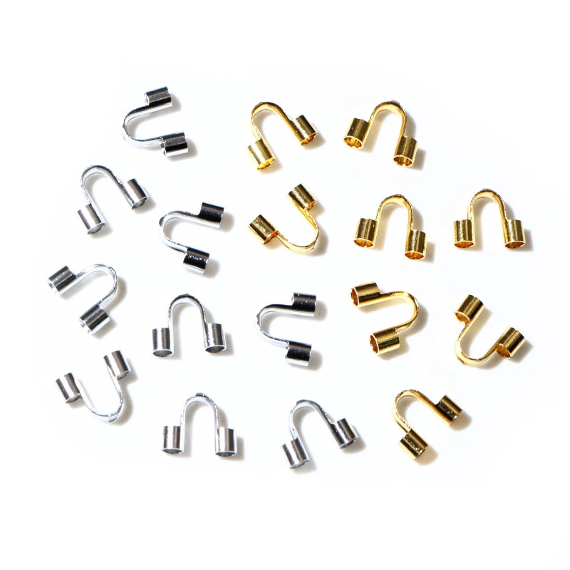 

50pcs Stainless Steel Gold Color Wire Protectors Guard Guardian Protectors Loops U Shape Clasps Connector For Jewelry Making