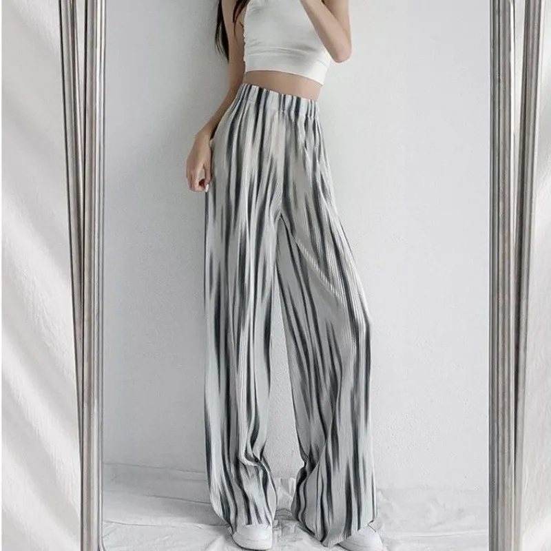 

Women Sweatpants Wide-legged Pants Streetwear Korean Pleated High Waisted Trouser Y2k Pants Kawaii Clothing Tie-dye Loose New