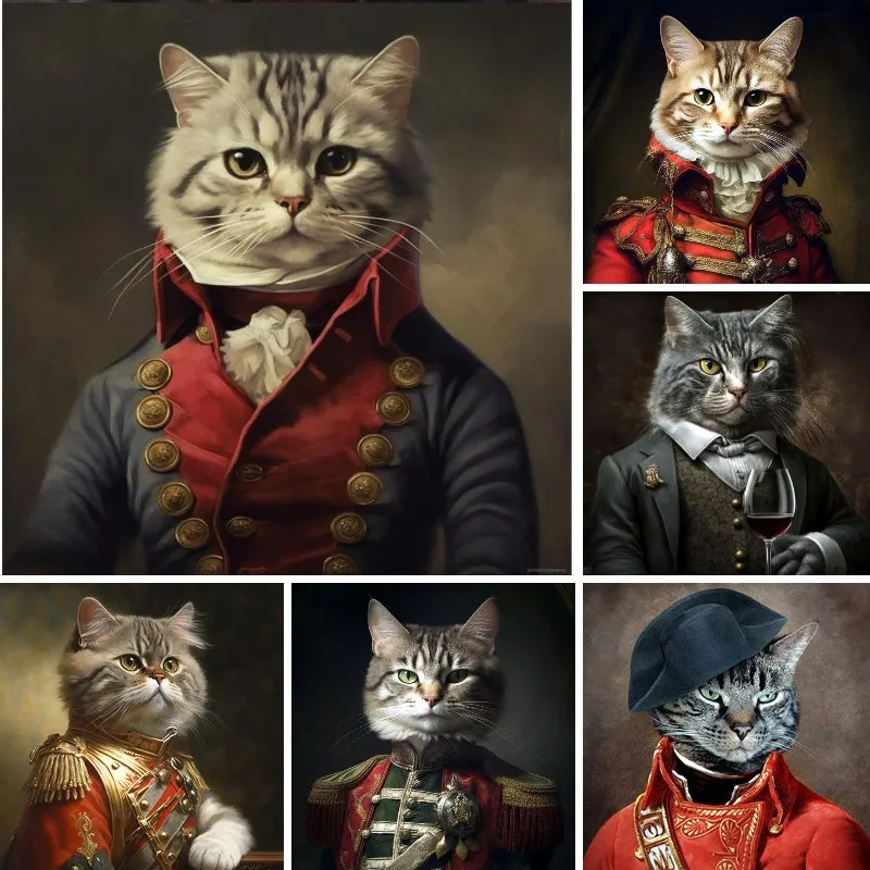 

Алмазная живопись с изображением кошки серого цвета, картина с изображением кошки из искусства, мозаика с вышивкой в виде кошки Наполеона для творчества