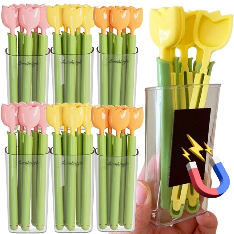 

5Pcs Tulip Seal Clips Kitchen Food Snack Seal Sealing Bag Clips with Magnetic Storage Box Reusable Bag Sealer Home Storage Tools