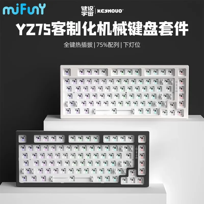 

MiFuny YZ75 Wireless Mechanical Keyboard Kit Tri Mode Hot Swap RGB Backlight Office E-sports Gaming Keyboards for Mac OS Win