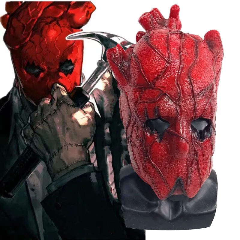 

Anime Dorohedoro Shin Heart Red Mask Cosplay Costume Scary Bloody Latex Helmet Fancy Adult Unisex Halloween Funny Crazy Prop