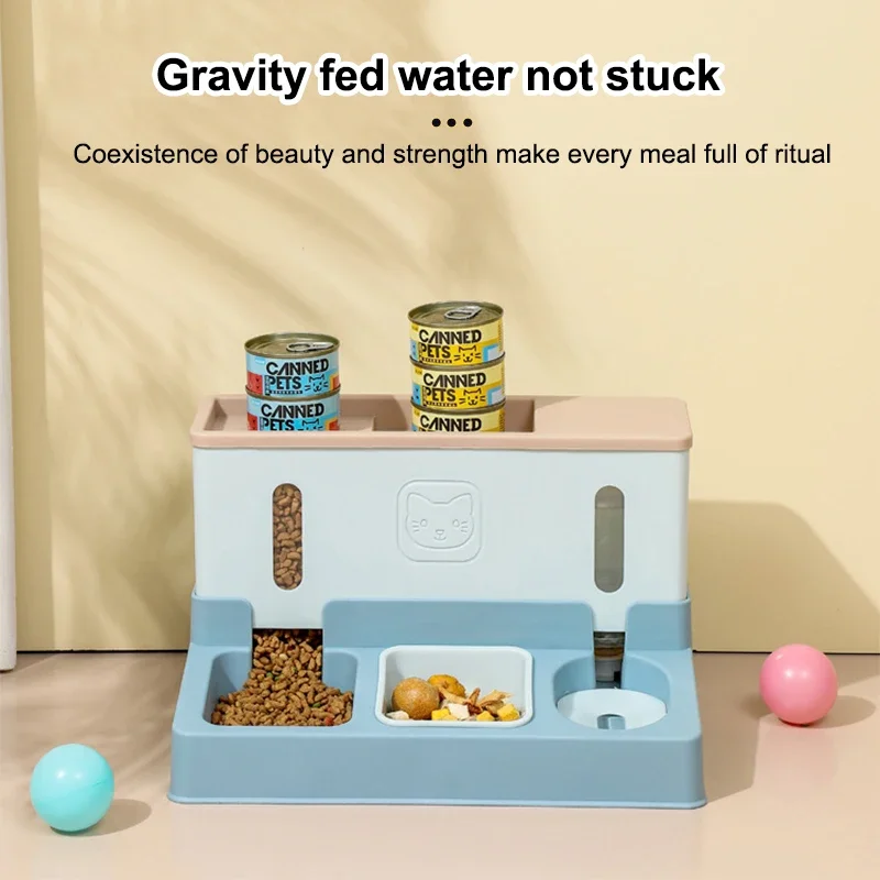 

Pet Cat Dog Automatic Feeder 3-in-1 Dog Cat Feeding Food Bowl Double Bowl Drinking Water Raised Stand Dish Bowls Dog Supplies