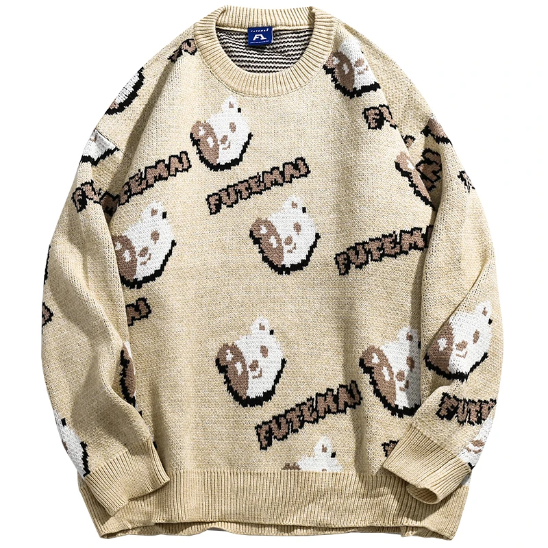 Oversized Sweater Men Harajuku Cartoon Alphabet Bear Print Knitted Sweater Women 2022 Autumn Streetwear Vintage Pullover Unisex 
Oversized Sweater Men Harajuku Cartoon Alphabet Bear Print Knitted Sweater Women 2022 Autumn Streetwear Vintage Pullover Unisex