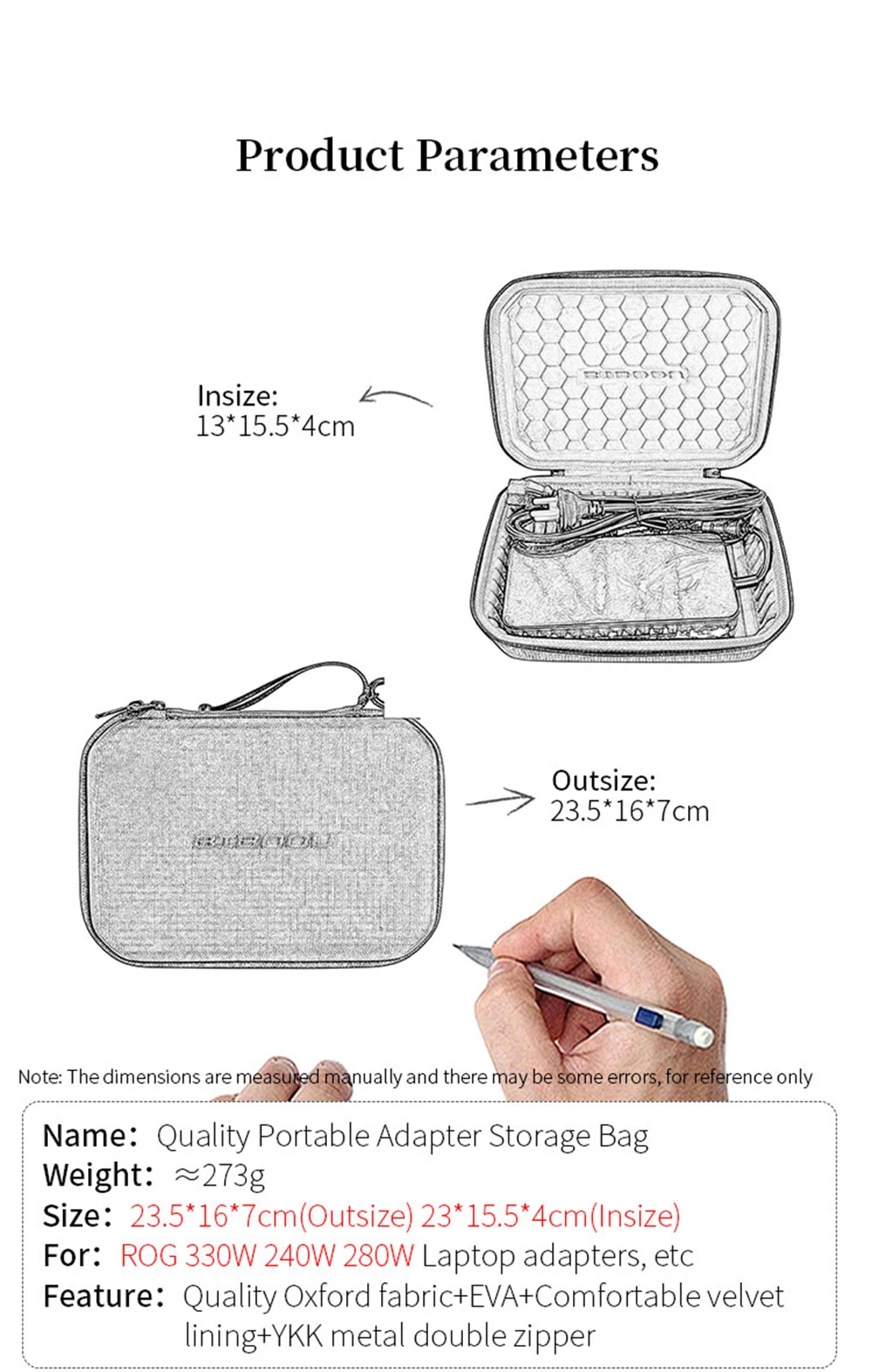 Hard EVA Storage Bag for Republic of Gamers ROG Notebook 330W 240W 280W Power Adapter Box Portable Laptop AC Adapter Carry Case Hard EVA Storage Bag for Republic of Gamers ROG Notebook 330W 240W 280W Power Adapter Box Portable Laptop AC Adapter Carry Case