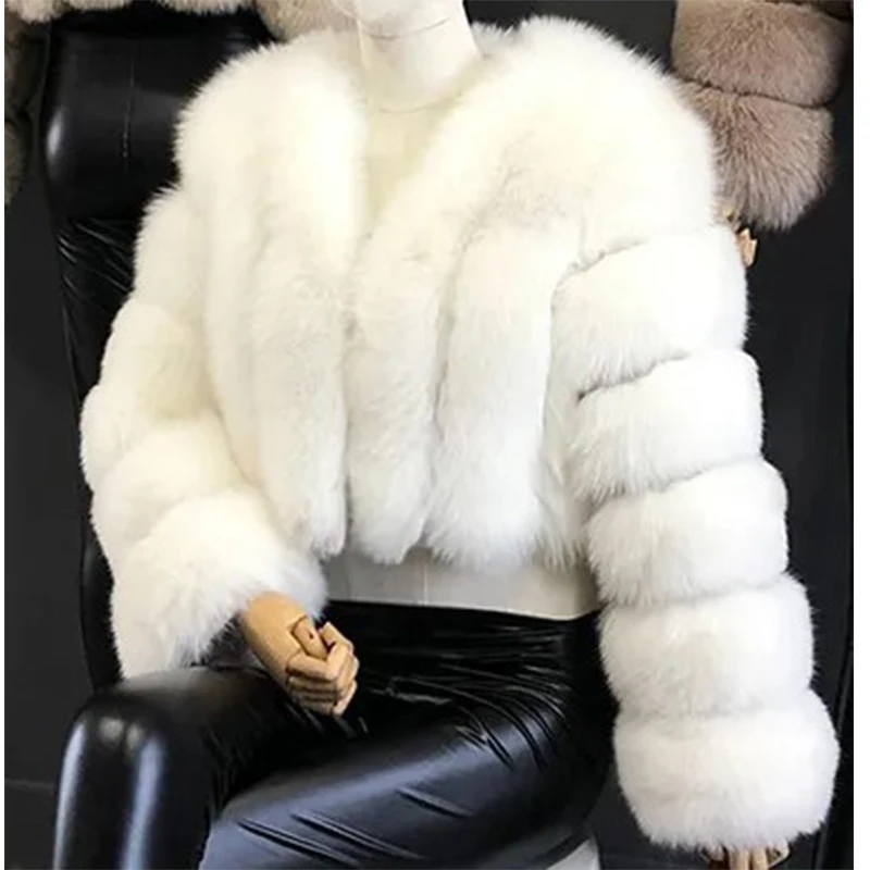 

Женский укороченный пушистый топ, модная короткая шуба из искусственного меха с V-образным вырезом и длинным рукавом, роскошная женская одежда на осень-зиму 2023