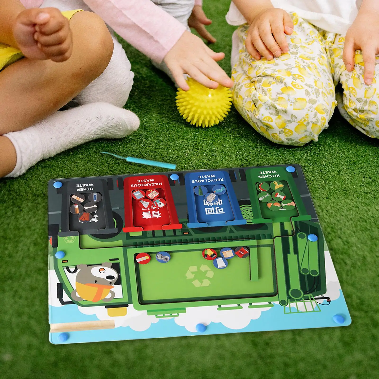 

Garbage Can Sorting Toy Teaching Prop Early Learning Board Magnetic Color Maze Board for Ages 3 4 5 Years Old Kids Preschoolers