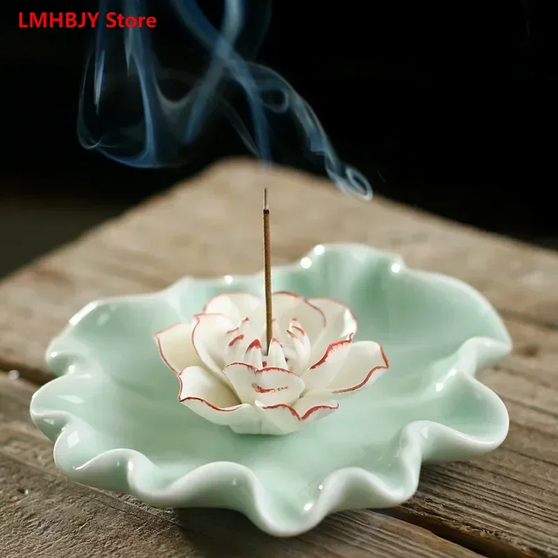 

LMHBJY Creative White Porcelain Handmade Pinched Fragrant Lotus Plate Office Fragrant Deodorant Zen Boutique Decoration