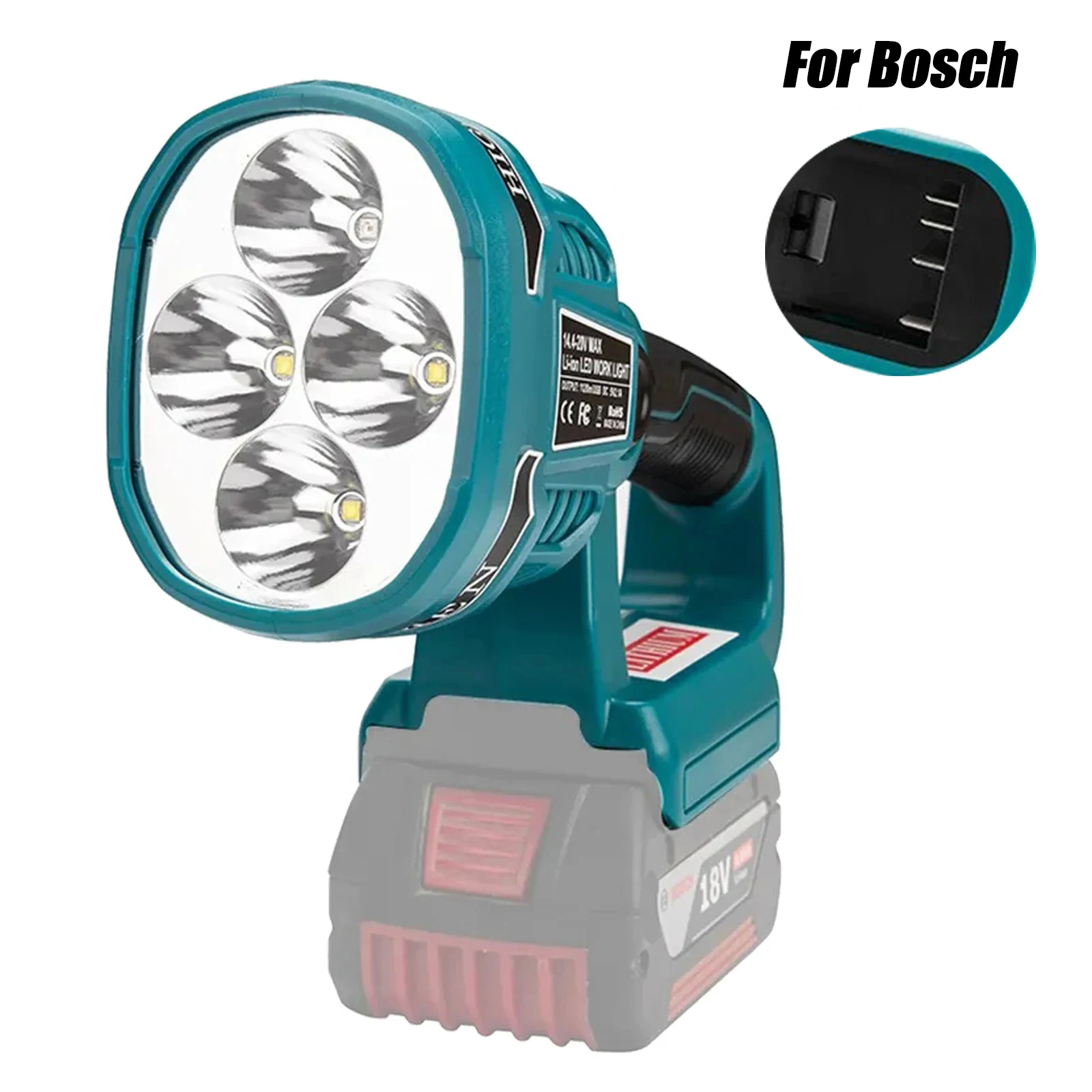 

9inch 12W 1120LM Emergency LED Work Light for Bosch 14.4V-20V Li-ion Battery Super Bright Portable Handheld Flashlight