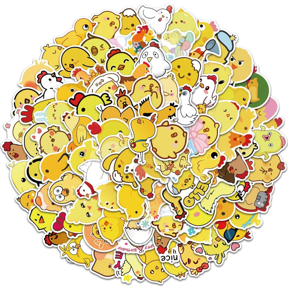 

10/30/50PCS Popular Cartoon Cute Little Yellow Chicken Expression Bag Graffiti Waterproof Sticker Helmet DIY DecorationWholesale