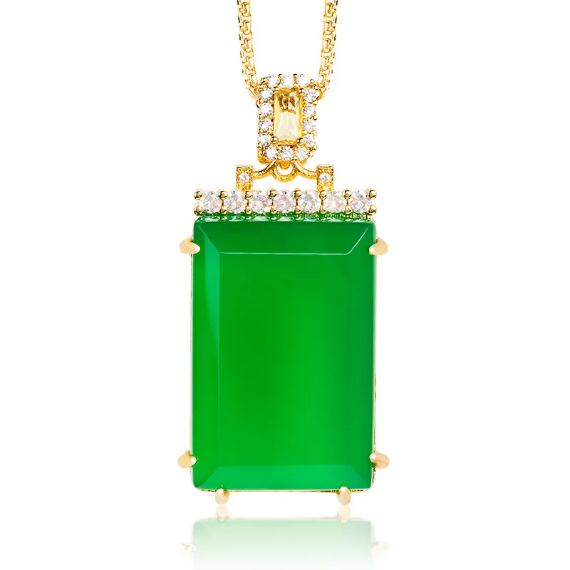 Authentic Natural Green Agate Plaques Copper Plated Gold Inlaid With Ice Jade Pendant Women's Gifts Necklace Fashionable Jewelry
Authentic Natural Green Agate Plaques Copper Plated Gold Inlaid With Ice Jade Pendant Women's Gifts Necklace Fashionable Jewelry