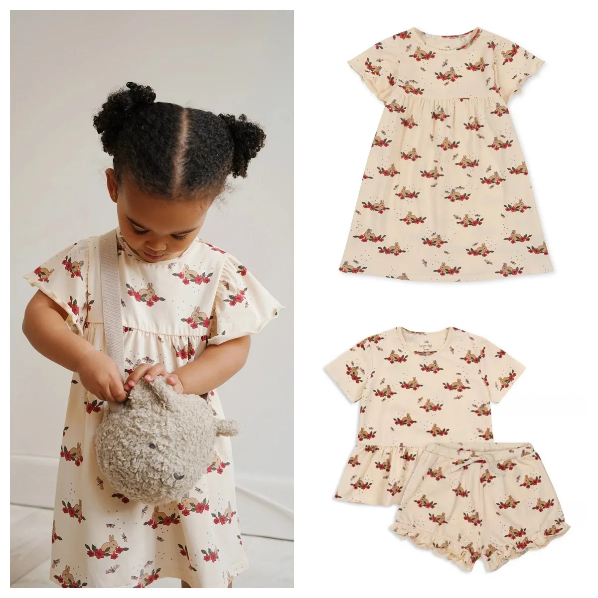 KS Suit 23 Summer New Girl Bunny Children's Fun Suit Ruffled Short-sleeved Cotton Top Shorts Flying Sleeve Dress
KS Suit 23 Summer New Girl Bunny Children's Fun Suit Ruffled Short-sleeved Cotton Top Shorts Flying Sleeve Dress