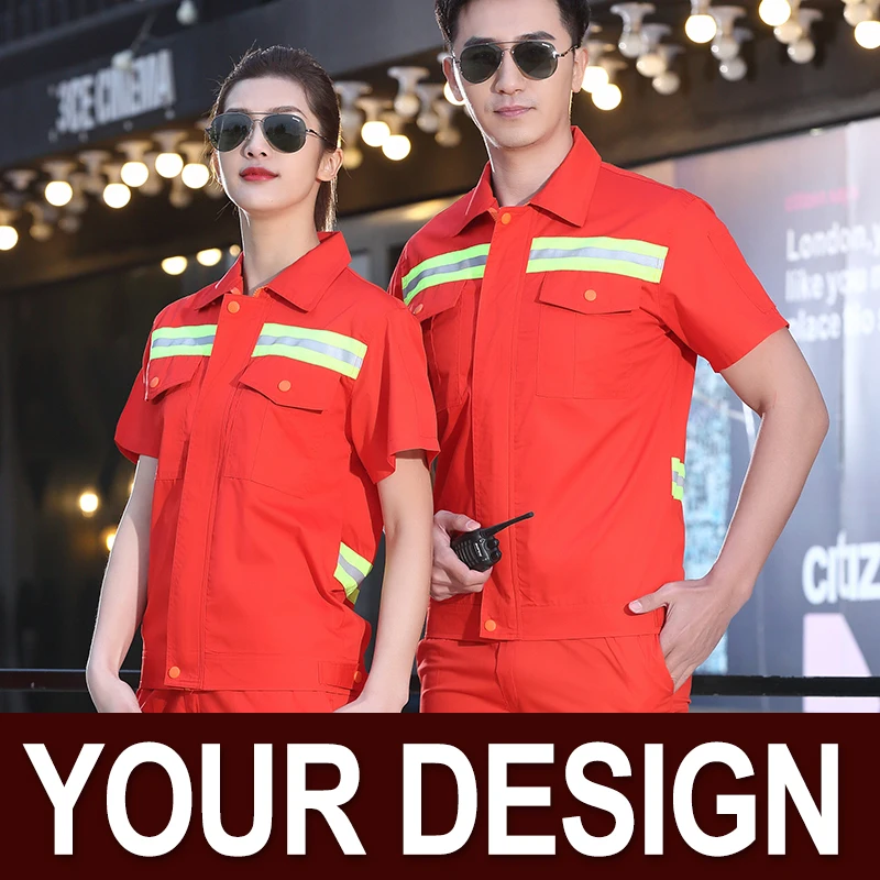 Summer Bright Orange Work Clothes With Yellow Double Reflective strips Cleaning Street Highway Worker Safety Uniform For Men
Summer Bright Orange Work Clothes With Yellow Double Reflective strips Cleaning Street Highway Worker Safety Uniform For Men