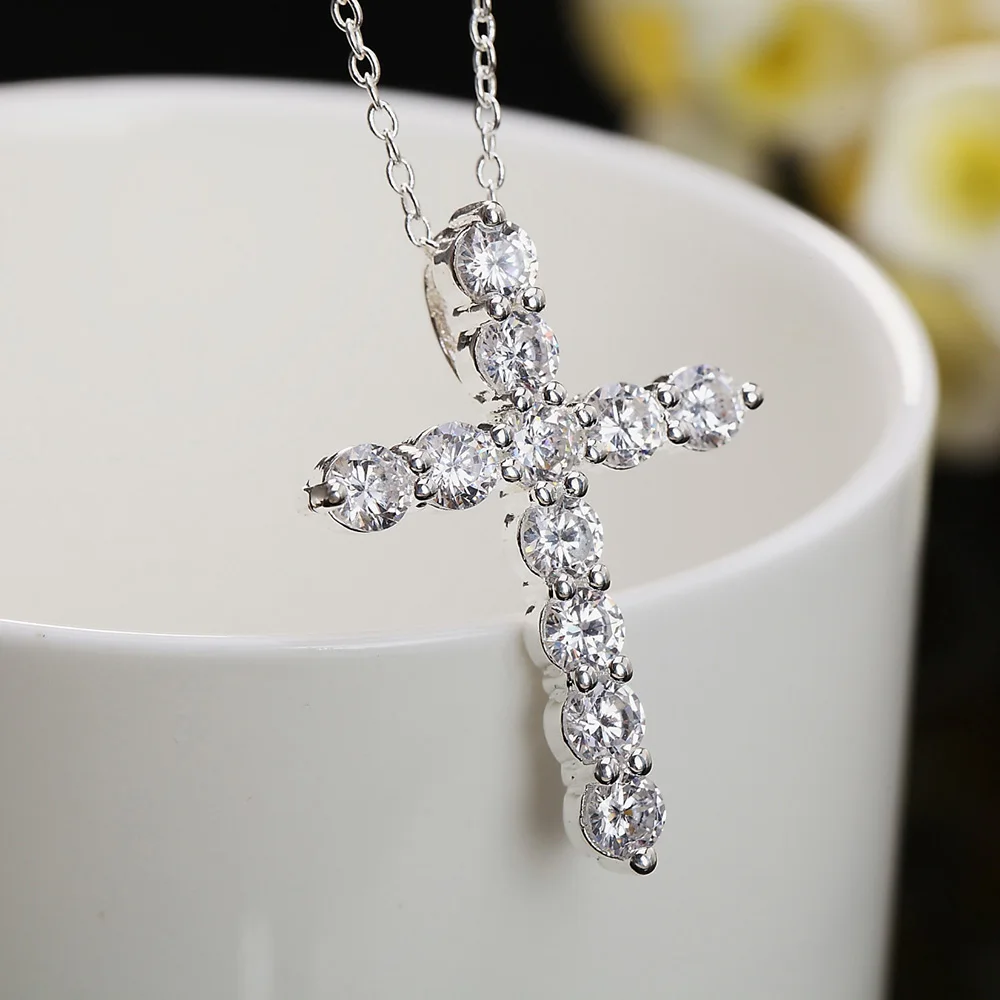 Luxury 925 Sterling Silver Necklace For Women Shiny crystal cross Pendant 18 inch Fashion wedding party Jewelry Christmas Gifts
Luxury 925 Sterling Silver Necklace For Women Shiny crystal cross Pendant 18 inch Fashion wedding party Jewelry Christmas Gifts