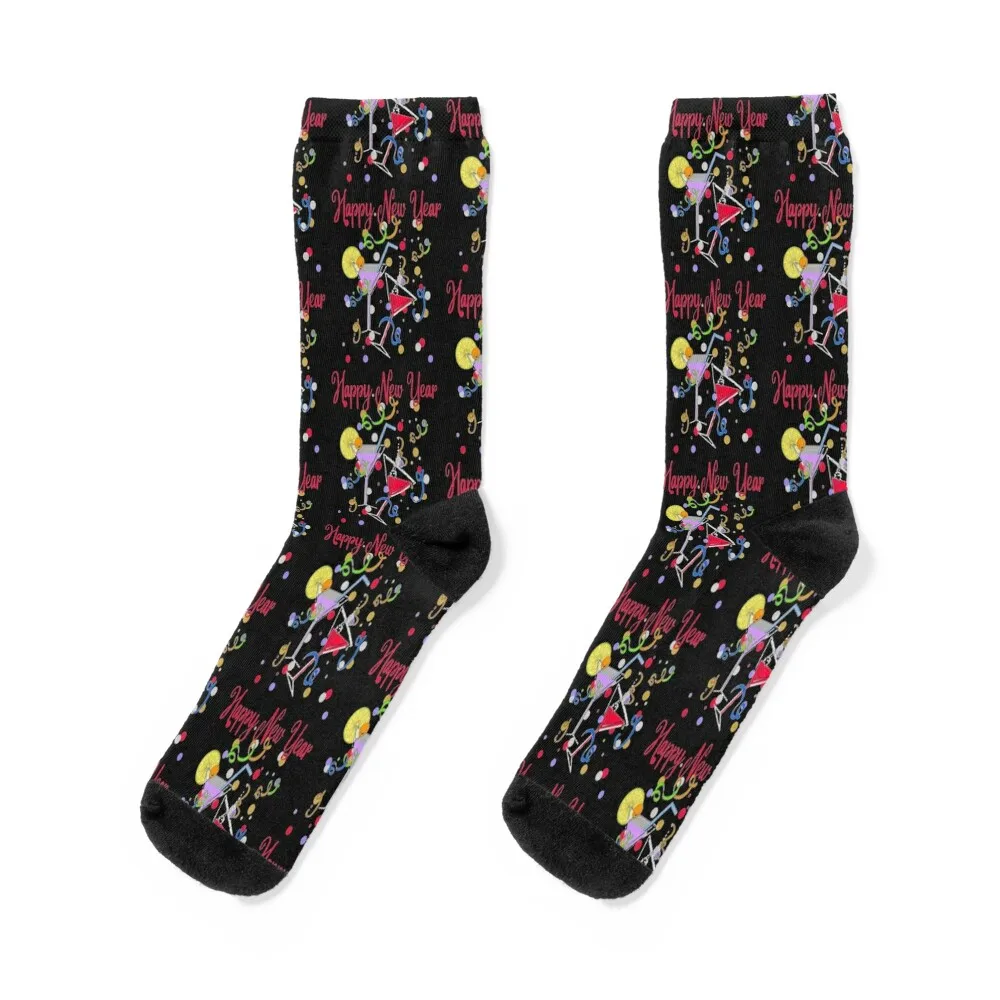 

Happy New Year, Glasses, Howdy New Year,New Years Celebration, New Years Eve Countdown Socks funny gifts Man Socks Women's