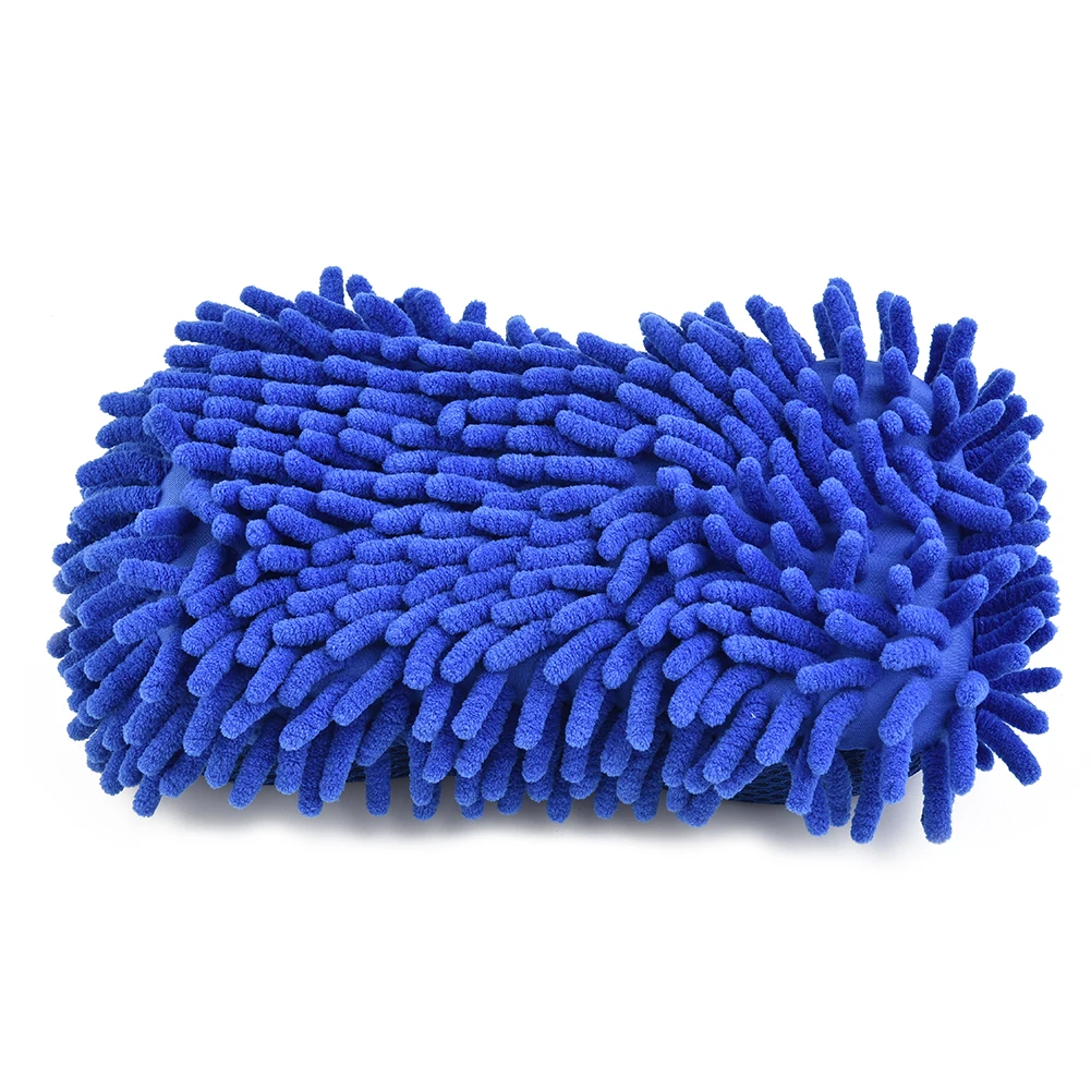 

Blue-Microfiber Chenille Car Wash Sponge Care Washing Brush Pad Cleaning Tool Quality-Accessories For Vehicles