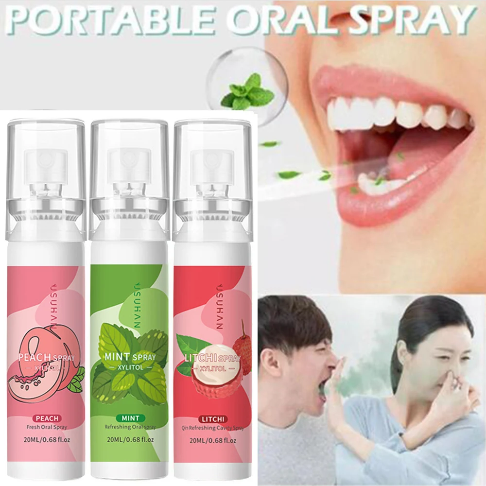 

20ml Oral Spray Deodorant Mouth Freshener Fresh Breath Grape Peach Flavor Oral Care Portable Persistent Oral Care Health
