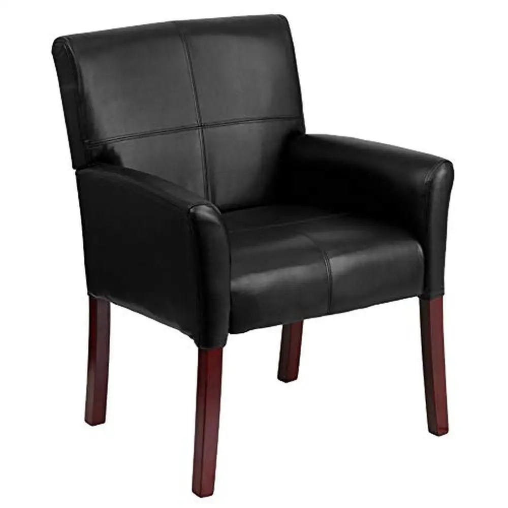 

Роскошный мягкий стул для ресепшн из искусственной кожи, ножки из красного дерева, обивка гостевого стула CAL 117, огнестойкий пенопласт, современный дизайн, пол