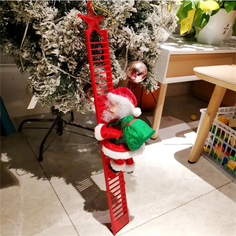 

Кукла Дед Мороз 2024, лестница для скалолазания с музыкальными украшениями для рождественской елки, украшения для дома, подарок для детей на новый год