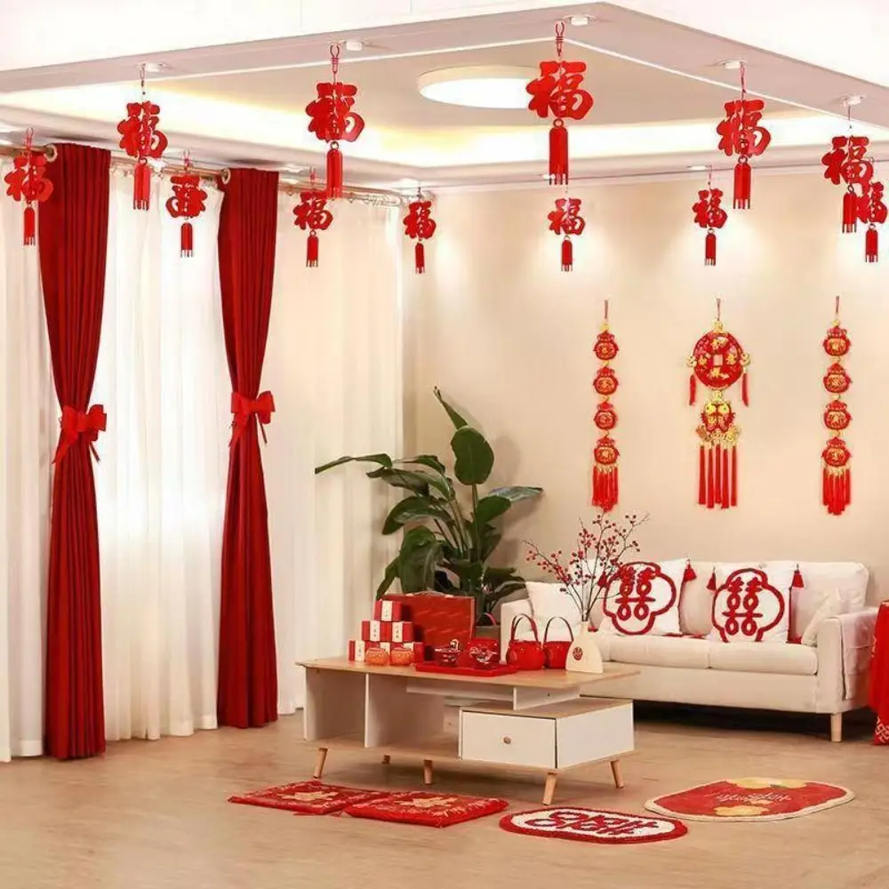 

Фонарь из нетканого материала DIY FU, украшение для двери, подвесные украшения, китайский новый год, красный цвет