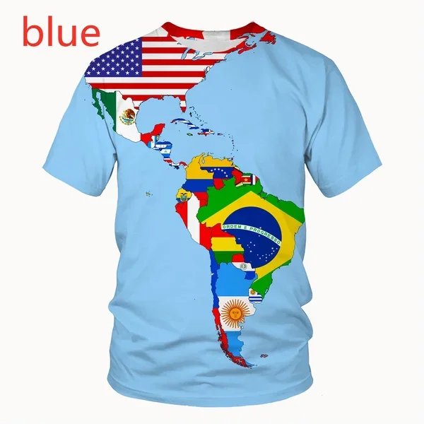 

Hot World Map 3d Printed T-shirt Summer Fashion Interesting Men's and Women's Casual Loose O Collar T-shirt Top