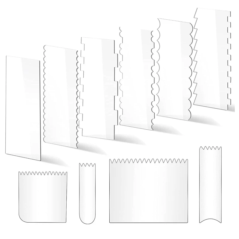 10 Pack Clear Cake Scrapers Acrylic Material Icing Smoother Buttercream Frosting 
10 Pack Clear Cake Scrapers Acrylic Material Icing Smoother Buttercream Frosting