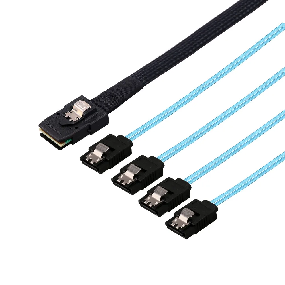 

Sas Sata Cable Mini-SAS SFF-8087 To 4 SATA Cable Mini SAS 4i SFF8087 36P To 4 SATA 7P Cable 12Gbps 50cm Hard Drive Data 0.5m 1m