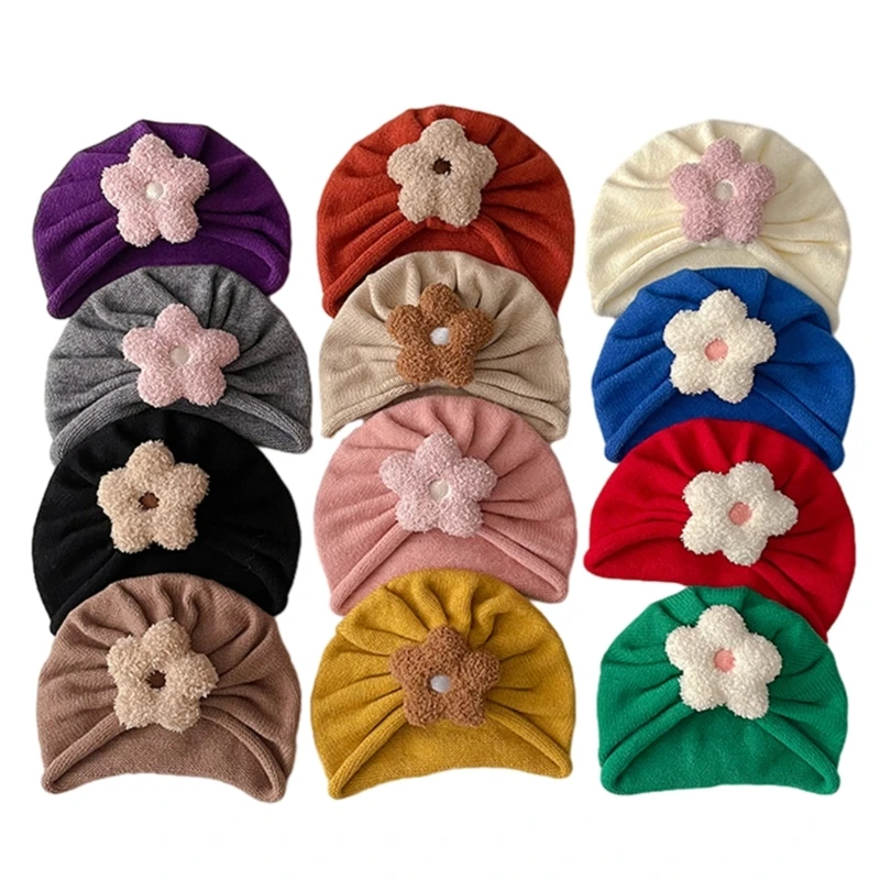 

Turban Hat Headwrap Baby Beanie Cap with Big Flower Soft Bonnet Cap Nursery Hospital Turban Hat for Baby 3-10 Month