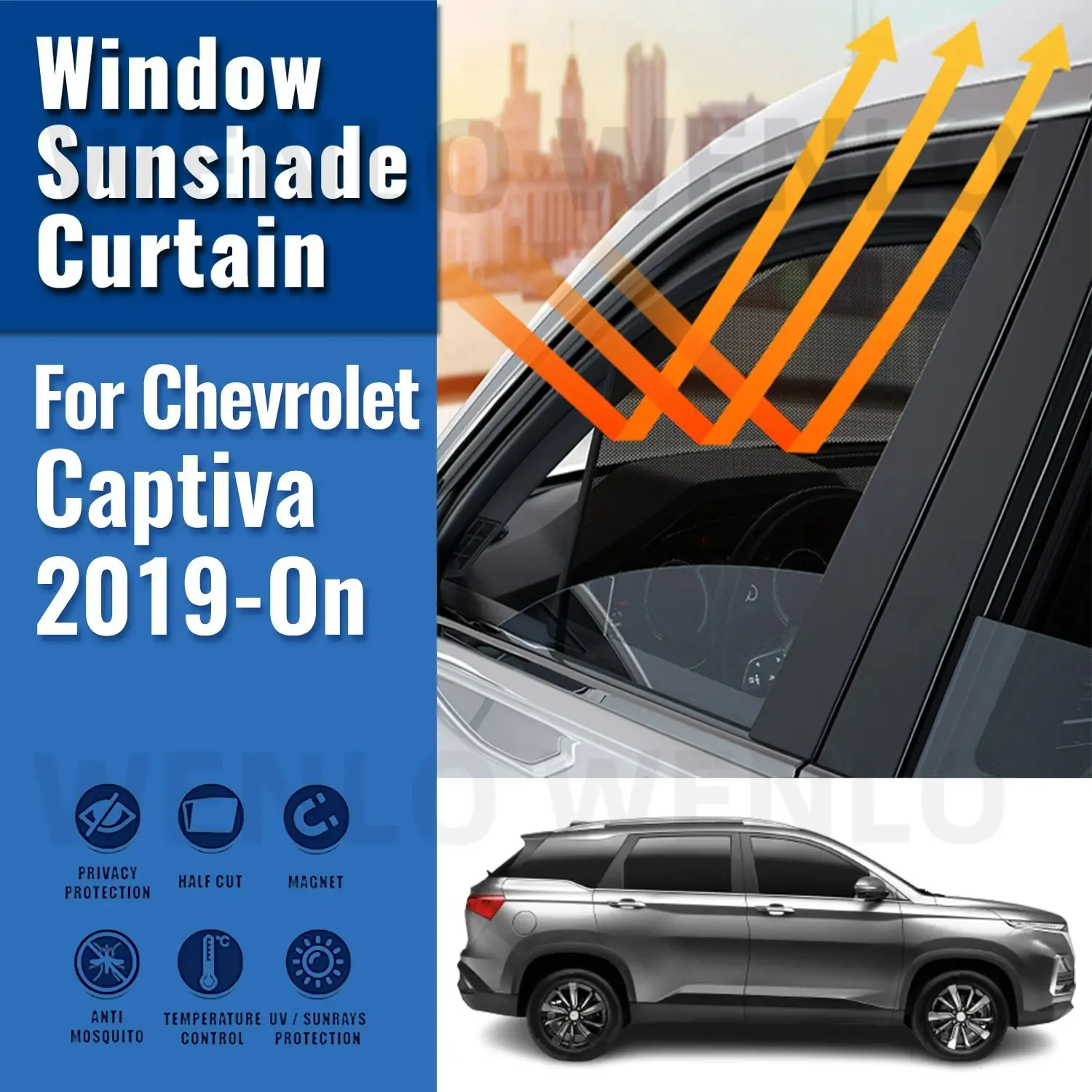 

For Chevrolet Holden Captiva 2018-2023 2024 Car Sunshade Magnetic Front Windshield Curtain Rear Side Window Sun Shade Visor