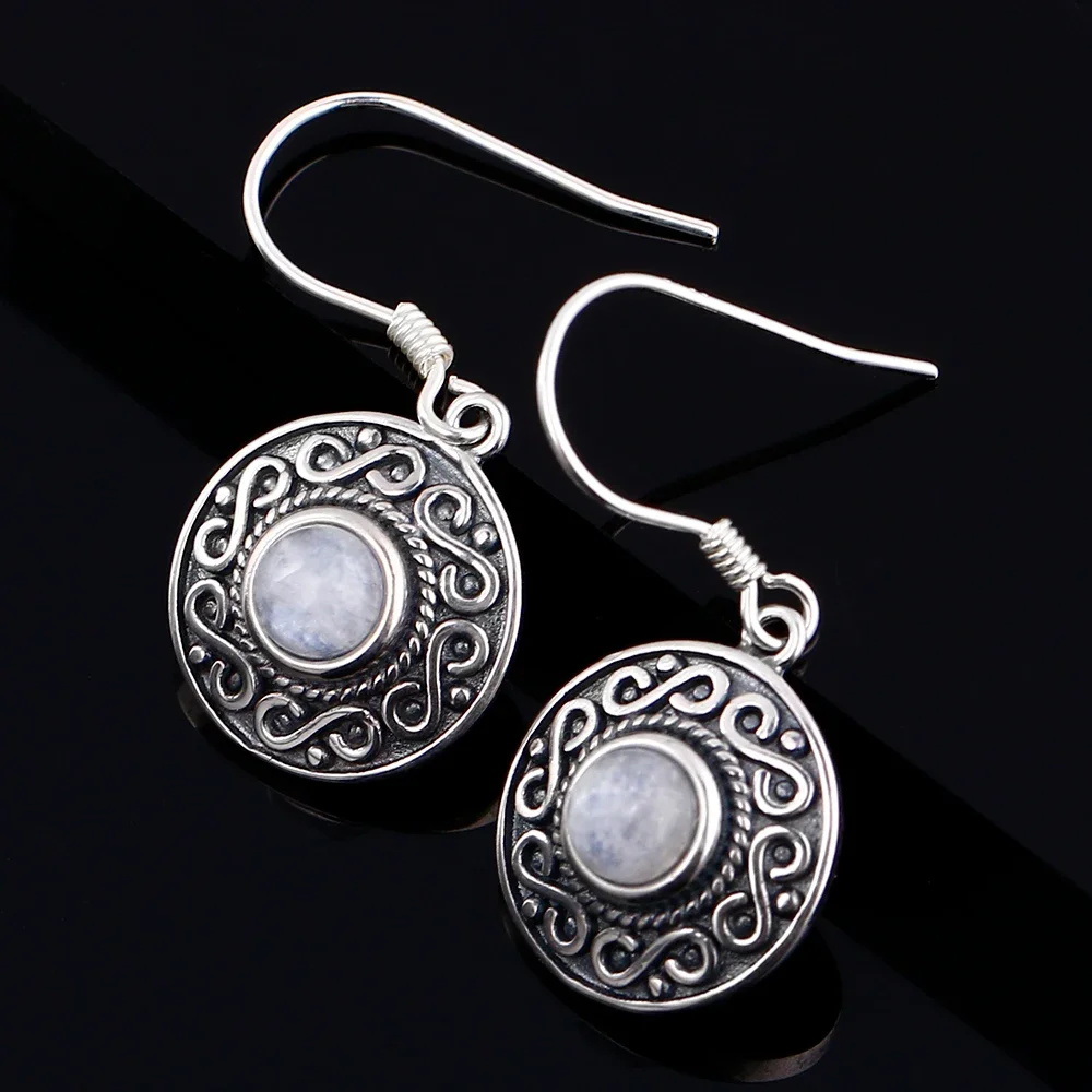Natural Round Moonstone Earrings 925 Sterling Silver Earrings for Women Ethnic Vintage Earrings Fine Jewelry Gift
Natural Round Moonstone Earrings 925 Sterling Silver Earrings for Women Ethnic Vintage Earrings Fine Jewelry Gift