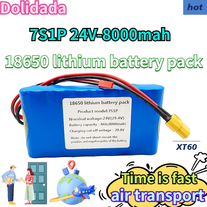New7S1P 24V 8000mah 18650 lithium ion battery pack is suitable for scooter toy bicycle with built-in BMS and charger sales
New7S1P 24V 8000mah 18650 lithium ion battery pack is suitable for scooter toy bicycle with built-in BMS and charger sales