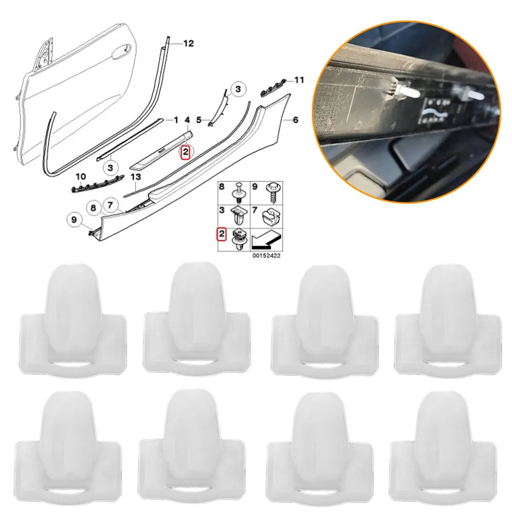 10x White Car Door Sill Kick Plate Strip Clips for BMW E30 E32 E34 E36 E38 E39 E46 Z4 E81 E82 E84 E63 E64 E65
10x White Car Door Sill Kick Plate Strip Clips for BMW E30 E32 E34 E36 E38 E39 E46 Z4 E81 E82 E84 E63 E64 E65