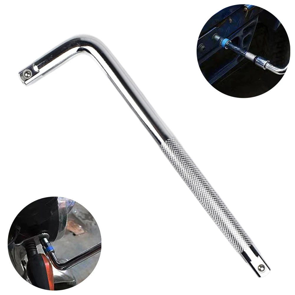 

1pc 14 Inch L Type Bent Bar Socktet Wrench Head 1/2inch With Anti-stripping Spring Anti Slip Mirror Treatment Hand Tools