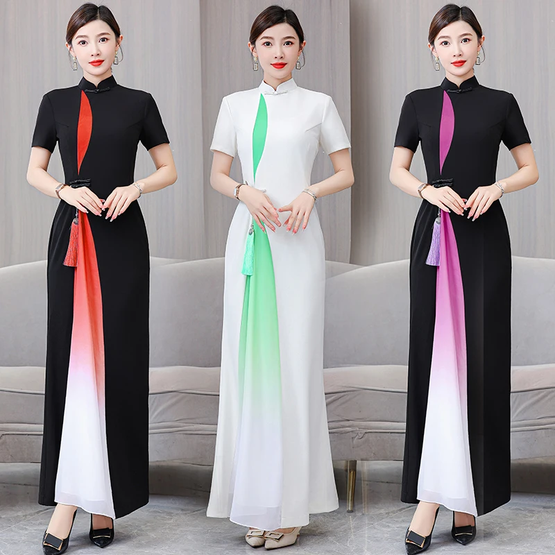 2023 new temperament color floating high-end runway clothes improved casual stage young cheongsam dress women's wear
2023 new temperament color floating high-end runway clothes improved casual stage young cheongsam dress women's wear
