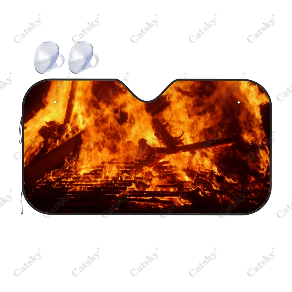 

Burning Red Fire Flame Car Accessories Front Windshield Sunshade Foldable Sunvisor Protect Universal Summer Visor Shield for SUV