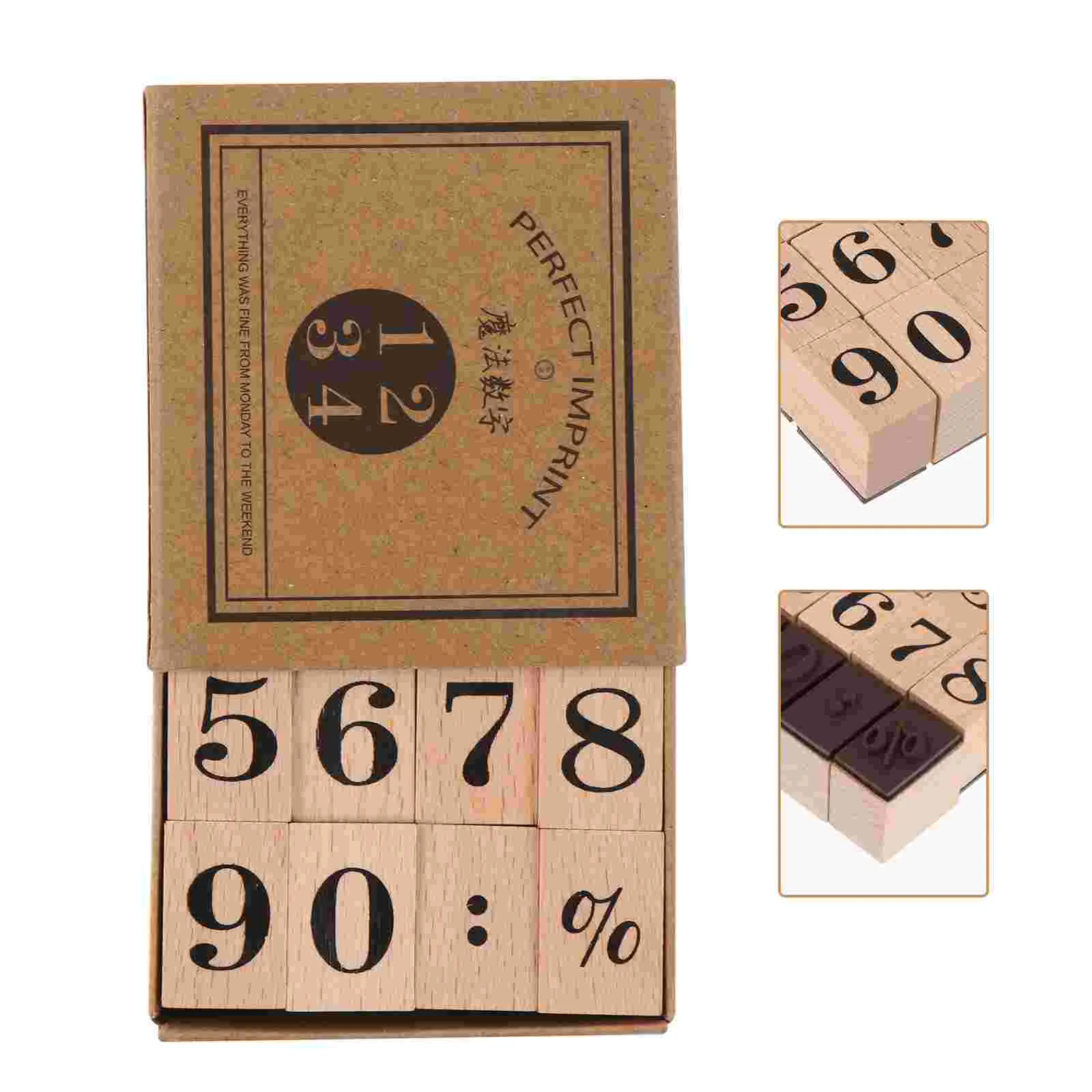 

Wooden Stamp Set Numbers Arabic Numerals Seal DIY Stamps Craft Scrapbook Vintage Decor