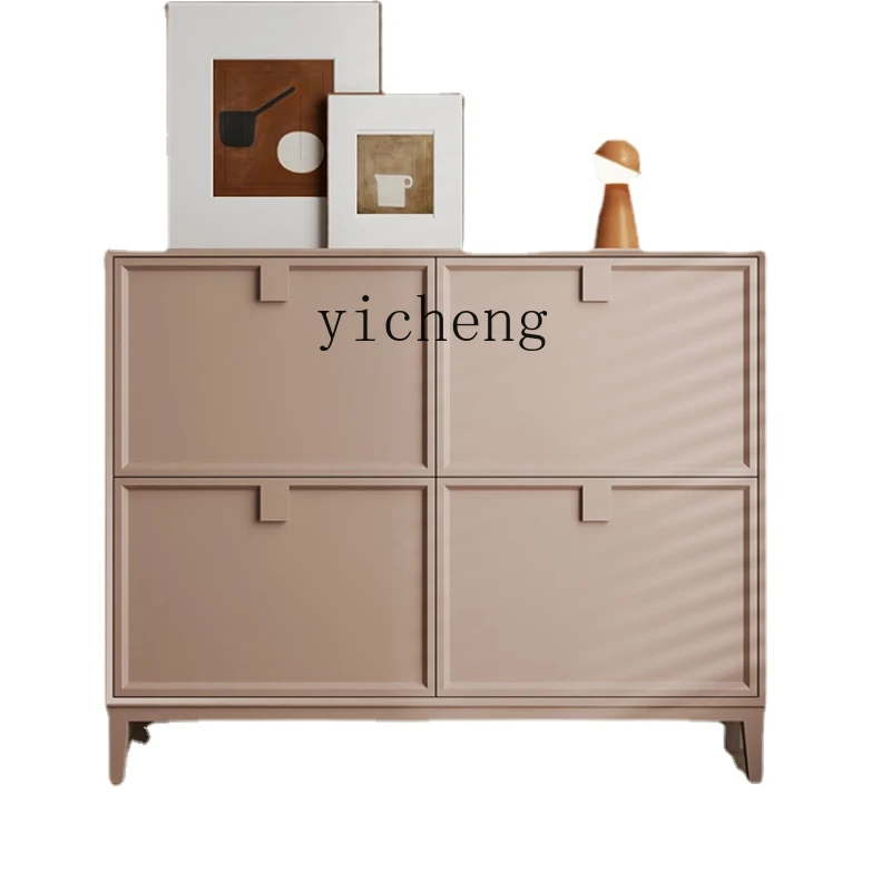 

Zk Thin Household Tilting-Style Entrance Hallway Integrated Light Solid Wood Wall Shoe Changing Cabinet
