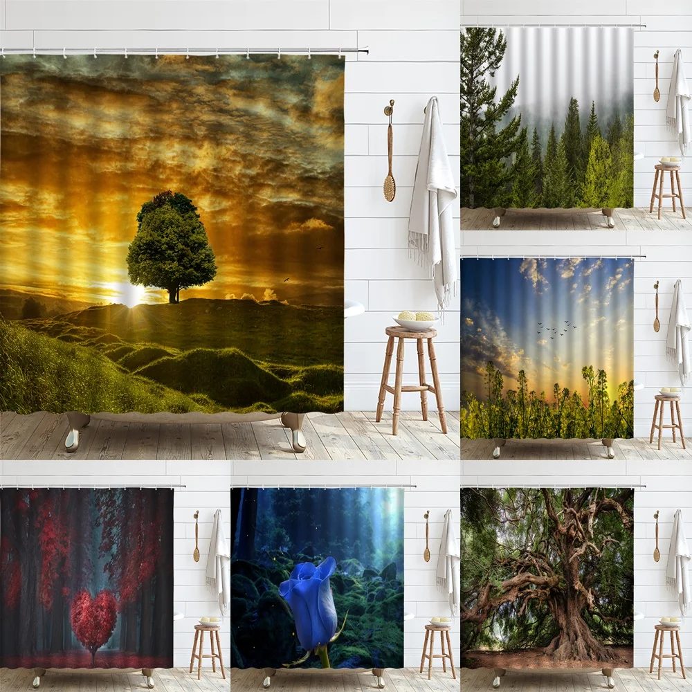 Forest Landscape Shower Curtain 3D Tree Natural Scenery Dusk Sunset Bath Decor Fabric Hanging Curtains Bathroom Accessories Set
Forest Landscape Shower Curtain 3D Tree Natural Scenery Dusk Sunset Bath Decor Fabric Hanging Curtains Bathroom Accessories Set