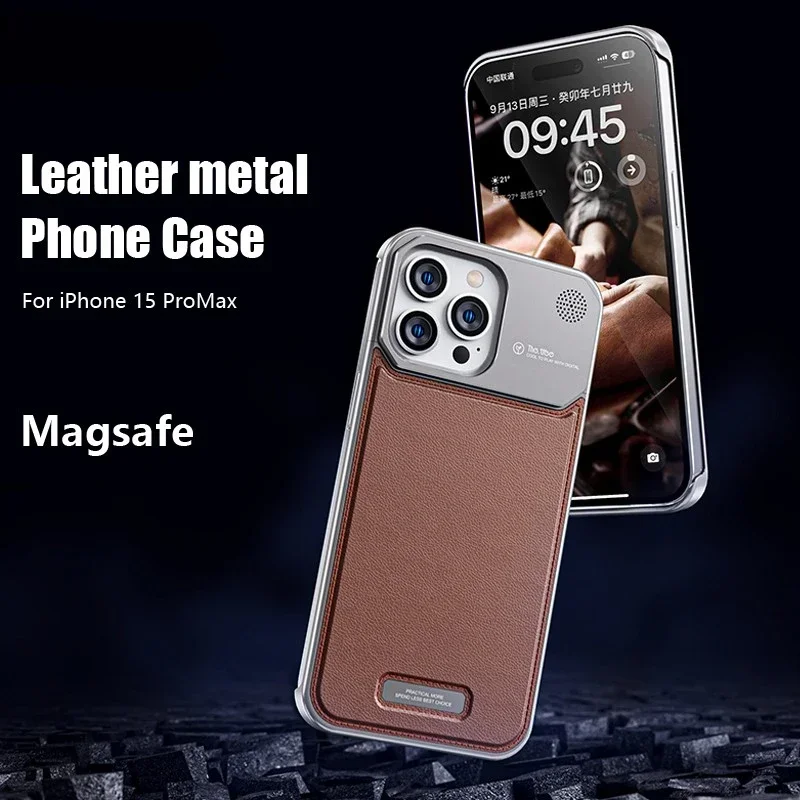 Роскошный кожаный металлический чехол для телефона iPhone, Magsafe Беспроводная зарядка, алюминиевый сплав, чехол для iPhone 14, 13, 15 Pro Max
Роскошный кожаный металлический чехол для телефона iPhone, Magsafe Беспроводная зарядка, алюминиевый сплав, чехол для iPhone 14, 13, 15 Pro Max
