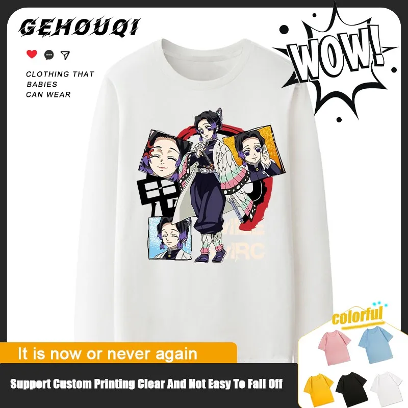 

Ghost Kill Sword Anime T-shirt Long Sleeve Man Autumn My Wife Shan Yi Tomioka Yanyu Butterfly Endure Pure Cotton Boys Clothes