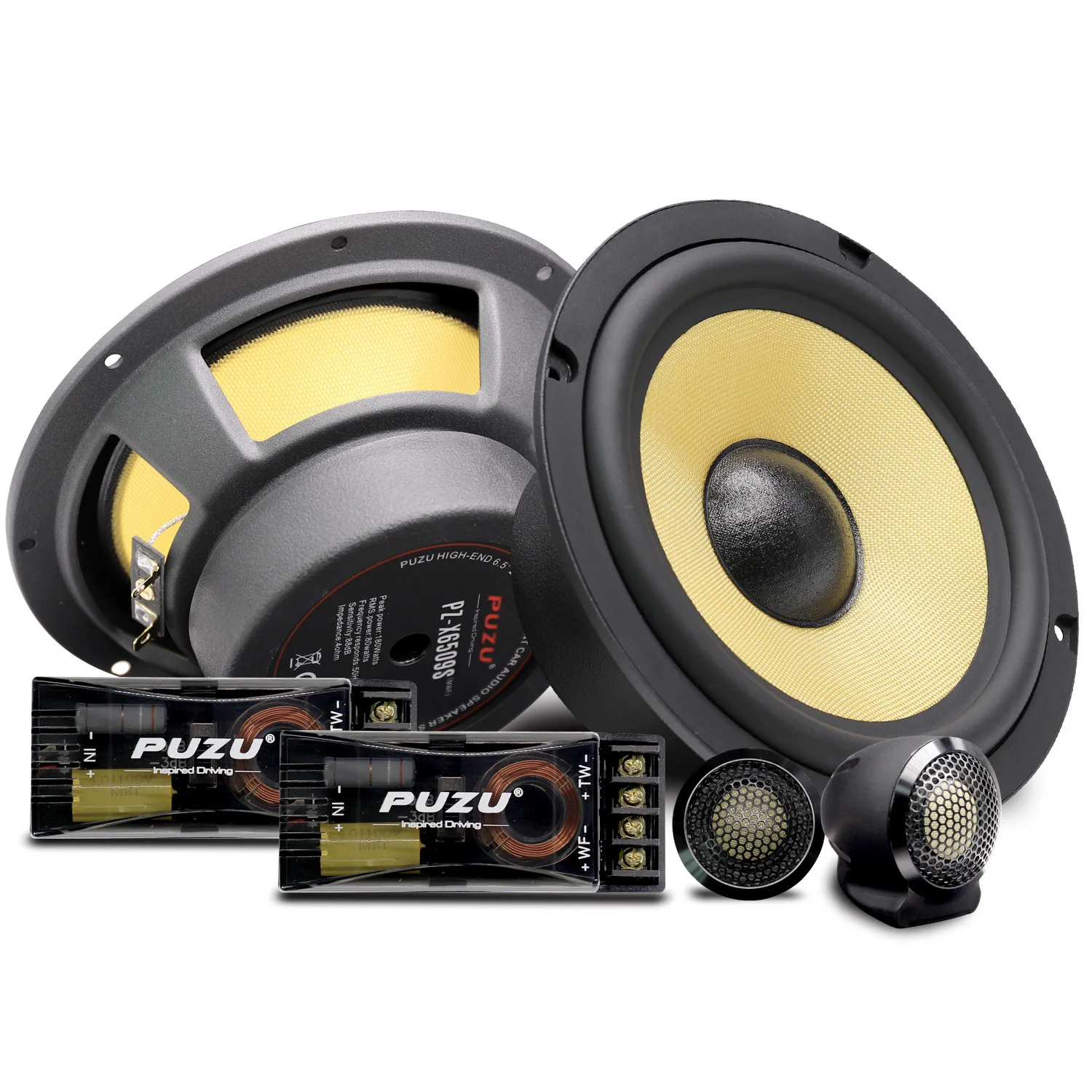 

PUZU PZ-6509S 6.5 Inch Glass Fiber Sound Cone Car Audio Two Frequency Set Speaker 180W Maximum Output Power