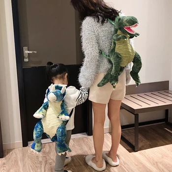 Mochila Infantil de Dinossauro Desenhada: A Bolsa Escolar Perfeita para Pequenos Aventurieros 11 New Fashion parent-child Creative 3D Dinosaur Backpack Cute Animal Cartoon Plush Backpack Dinosaurs Bag for Children Kids Gifts