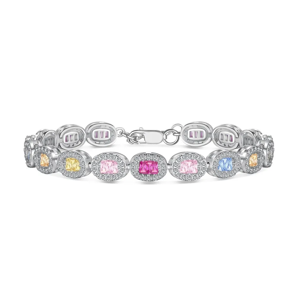 

Japanese and Korean Light Luxury S925 Pure Silver Bracelet with Advanced Color Zircon Inlaid Fashion Versatile