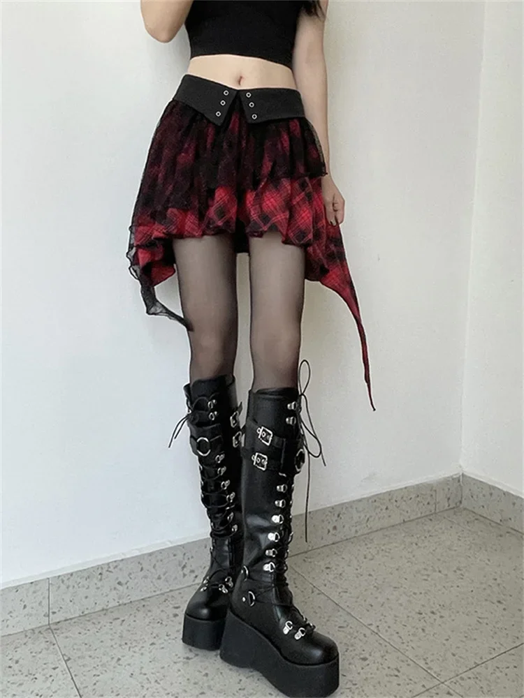 2024 New Harajuku Vintage Red Plaid Asymmetrical Mini Skirt Y2K Retro Gothic Punk Style Lace Up Mesh Pleated Slim Skirts Women's
2024 New Harajuku Vintage Red Plaid Asymmetrical Mini Skirt Y2K Retro Gothic Punk Style Lace Up Mesh Pleated Slim Skirts Women's