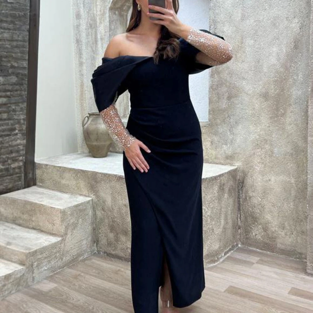 Elegant Party Dress For Women Boat Neck Off The Shoulder Evening Gowns Straight Ankle Length Beading Prom Dresses فساتين سهرة
Elegant Party Dress For Women Boat Neck Off The Shoulder Evening Gowns Straight Ankle Length Beading Prom Dresses فساتين سهرة