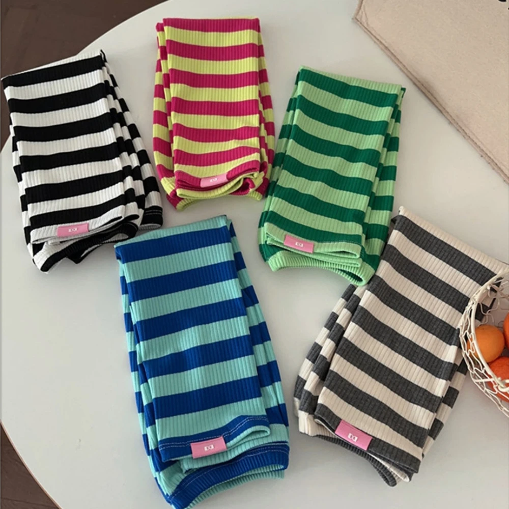 

Summer Bicolor Stripe Ice Silk Arm Sleeve Sunscreen Outdoor Anti Ultraviolet Beach Sun Protect Breathable Thin Gloves For Women