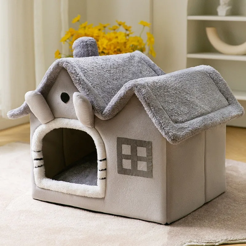 

Дышащая теплая плюшевая кровать для домашнего питомца, съемная моющаяся мягкая подушка для кошки, Конура для маленьких собак, кошек, товары для домашних животных