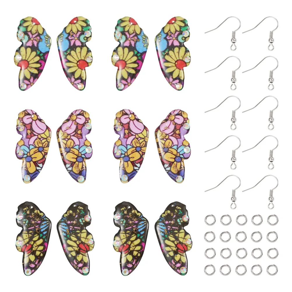 6 Pairs Resin Butterfly Wing Drop Earrings Floral Pattern with Brass Jump Rings Earring Hooks for Women Girl Jewelry Making Gift
6 Pairs Resin Butterfly Wing Drop Earrings Floral Pattern with Brass Jump Rings Earring Hooks for Women Girl Jewelry Making Gift