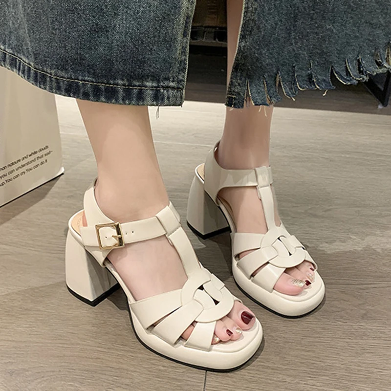 Summer Fashion Sexy Women's High Heel Sandals Chunky Heel Round Toe Open Toe Roman Sandals High Heels Luxury Party Shoes 34-40
Summer Fashion Sexy Women's High Heel Sandals Chunky Heel Round Toe Open Toe Roman Sandals High Heels Luxury Party Shoes 34-40